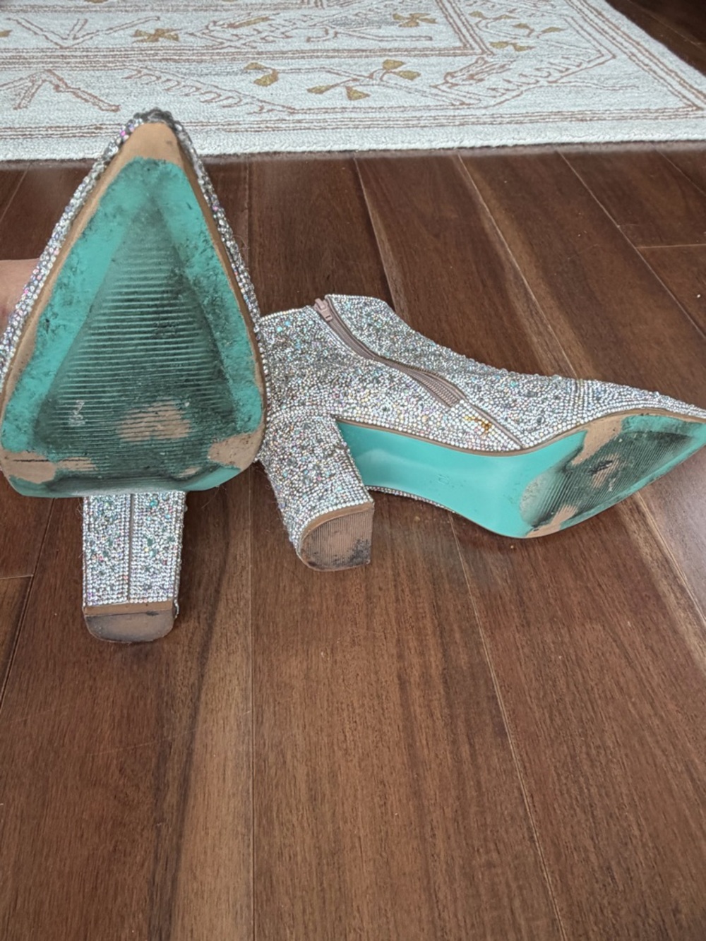 Betsey Johnson Sparkling Crystal Embellished Women's Ankle Boots - Silver - Picture 5 of 7